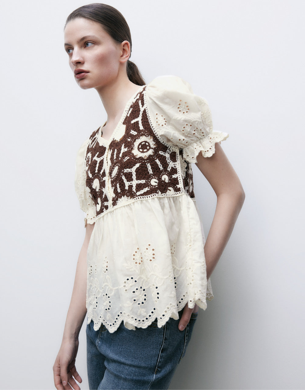 Puff Sleeve 2 In 1 Knitted T-Shirt