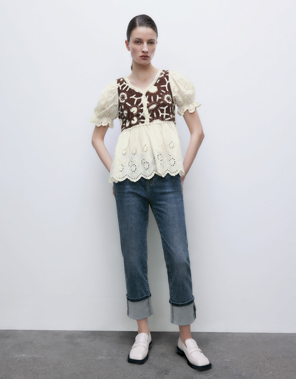 Puff Sleeve 2 In 1 Knitted T-Shirt