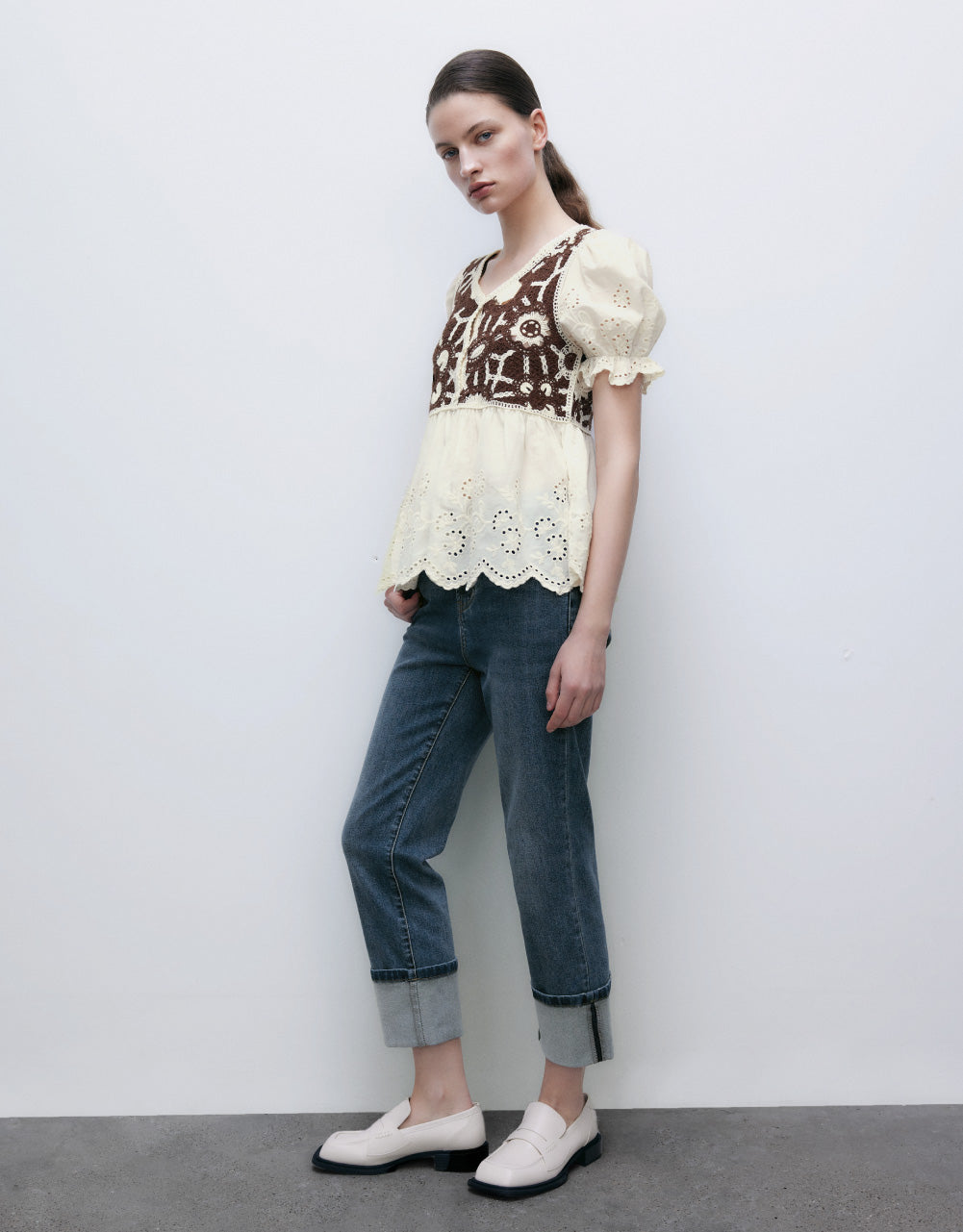 Puff Sleeve 2 In 1 Knitted T-Shirt