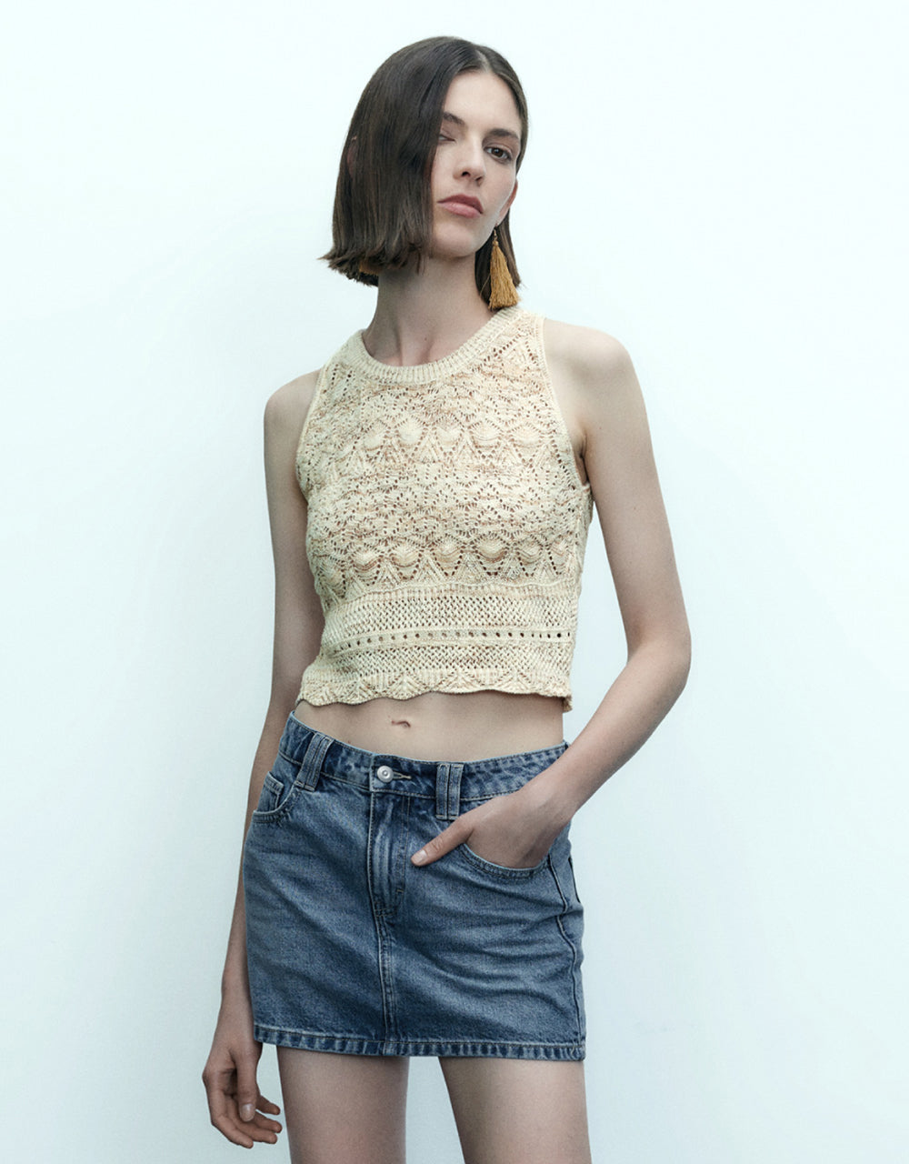 Crew Neck Knitted Tank Top