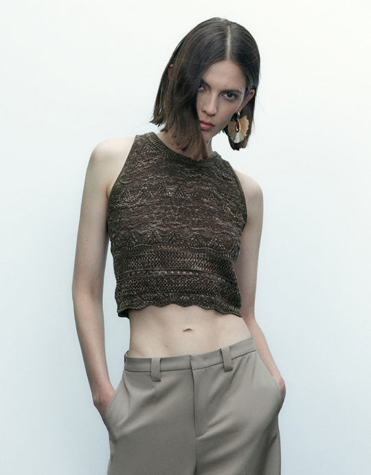 Crew Neck Knitted Tank Top