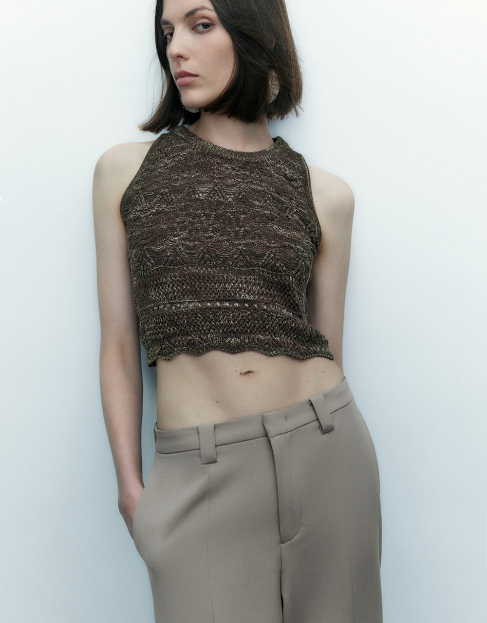 Crew Neck Knitted Tank Top