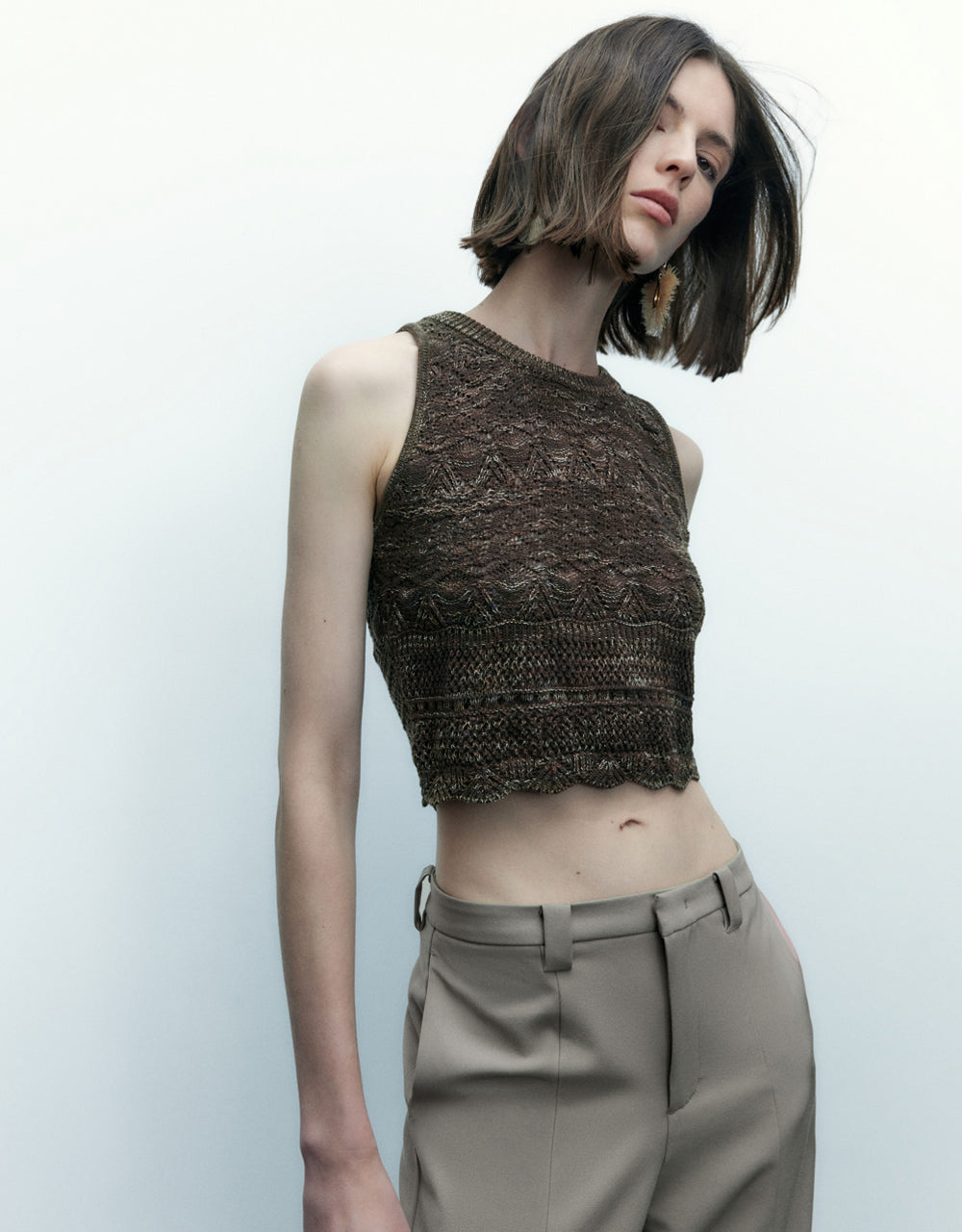 Crew Neck Knitted Tank Top
