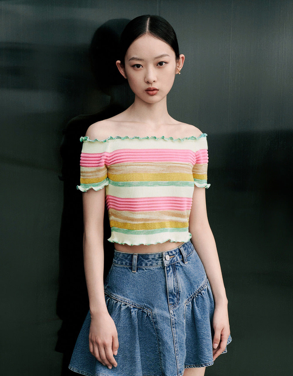 Lettuce Trim Knitted T-Shirt