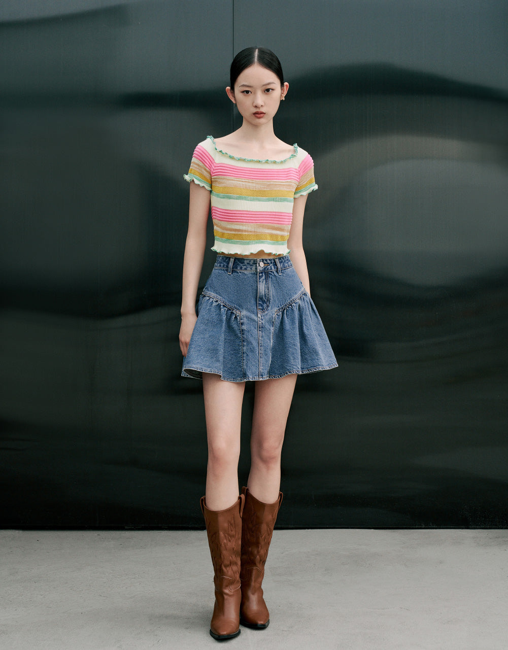 Lettuce Trim Knitted T-Shirt