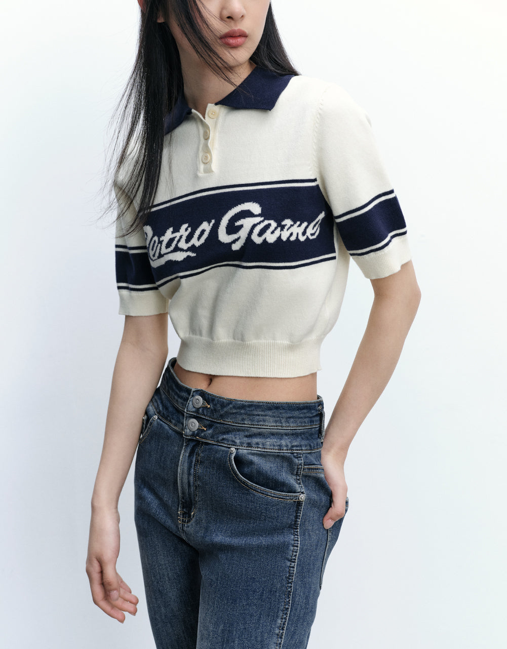 Letters Polo Knitted T-Shirt