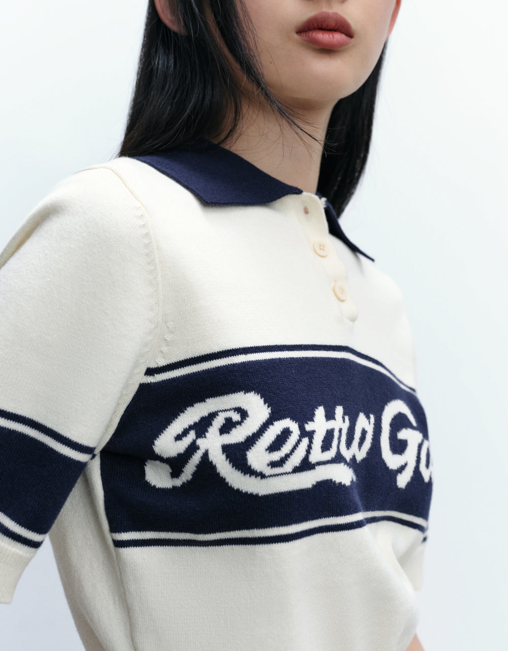 Letters Polo Knitted T-Shirt
