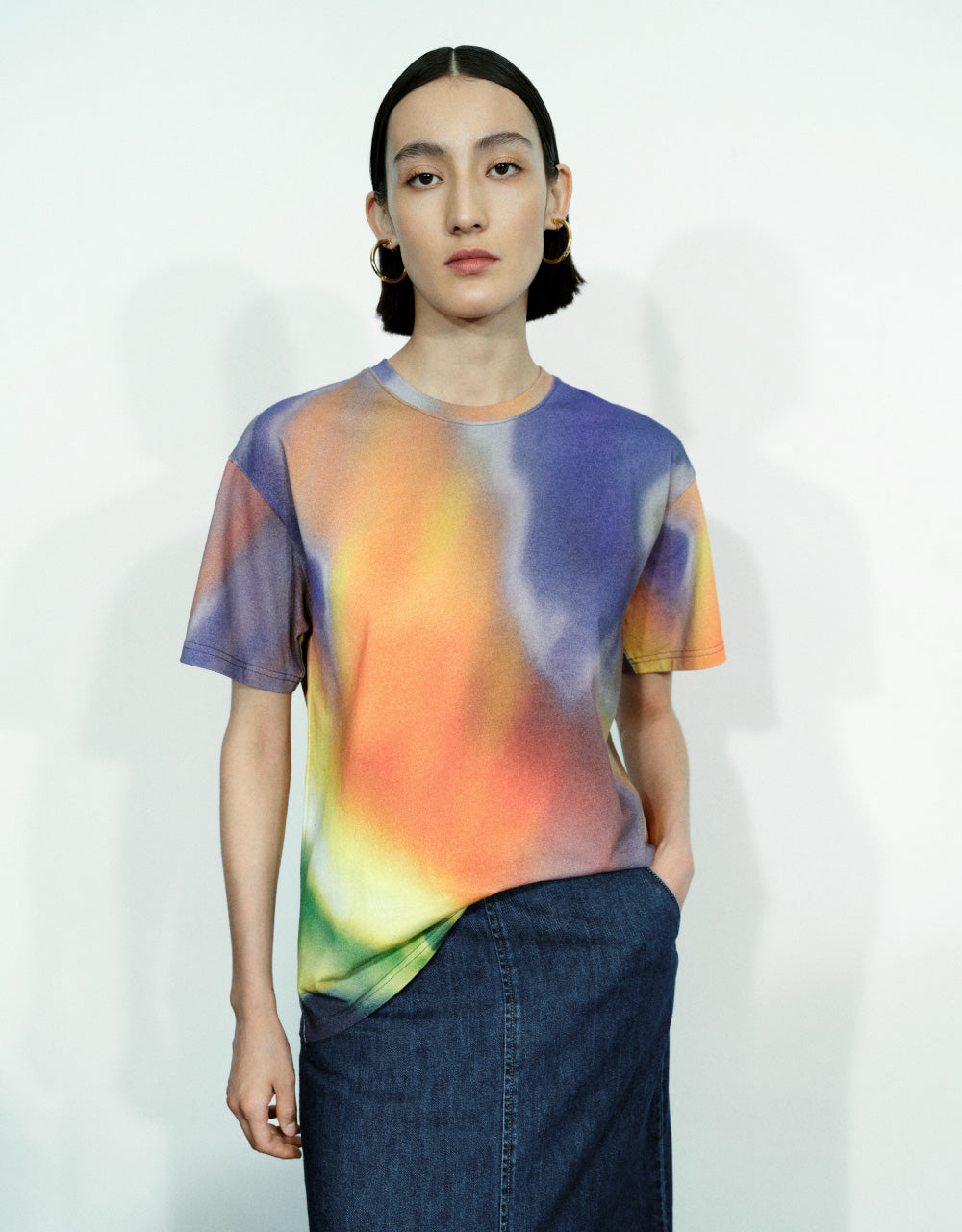 Gradient Drop Shoulder Sleeve T-Shirt