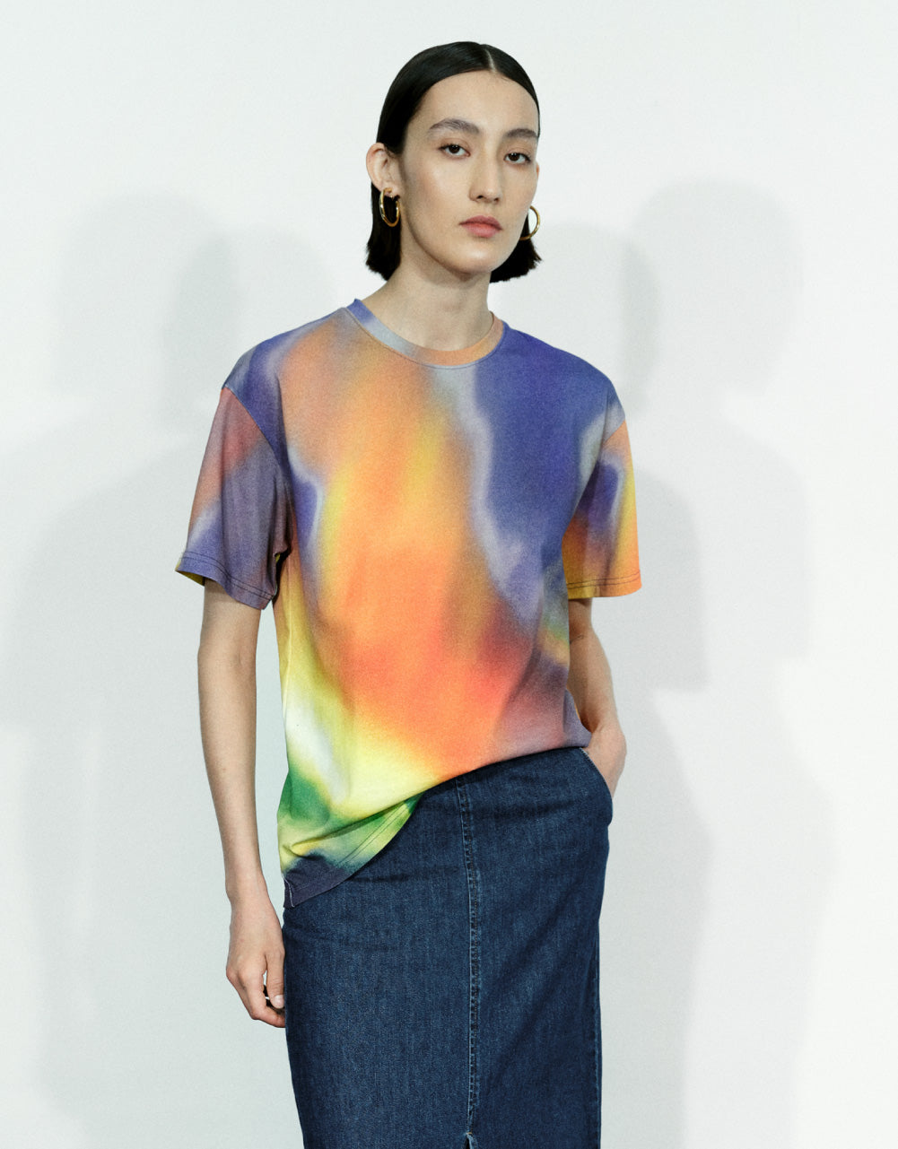Gradient Drop Shoulder Sleeve T-Shirt