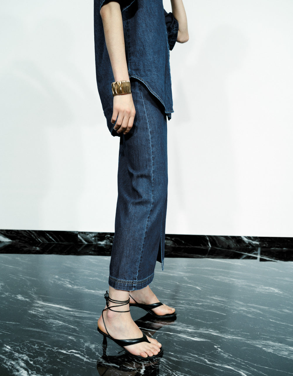 Straight Midi Denim Skirt