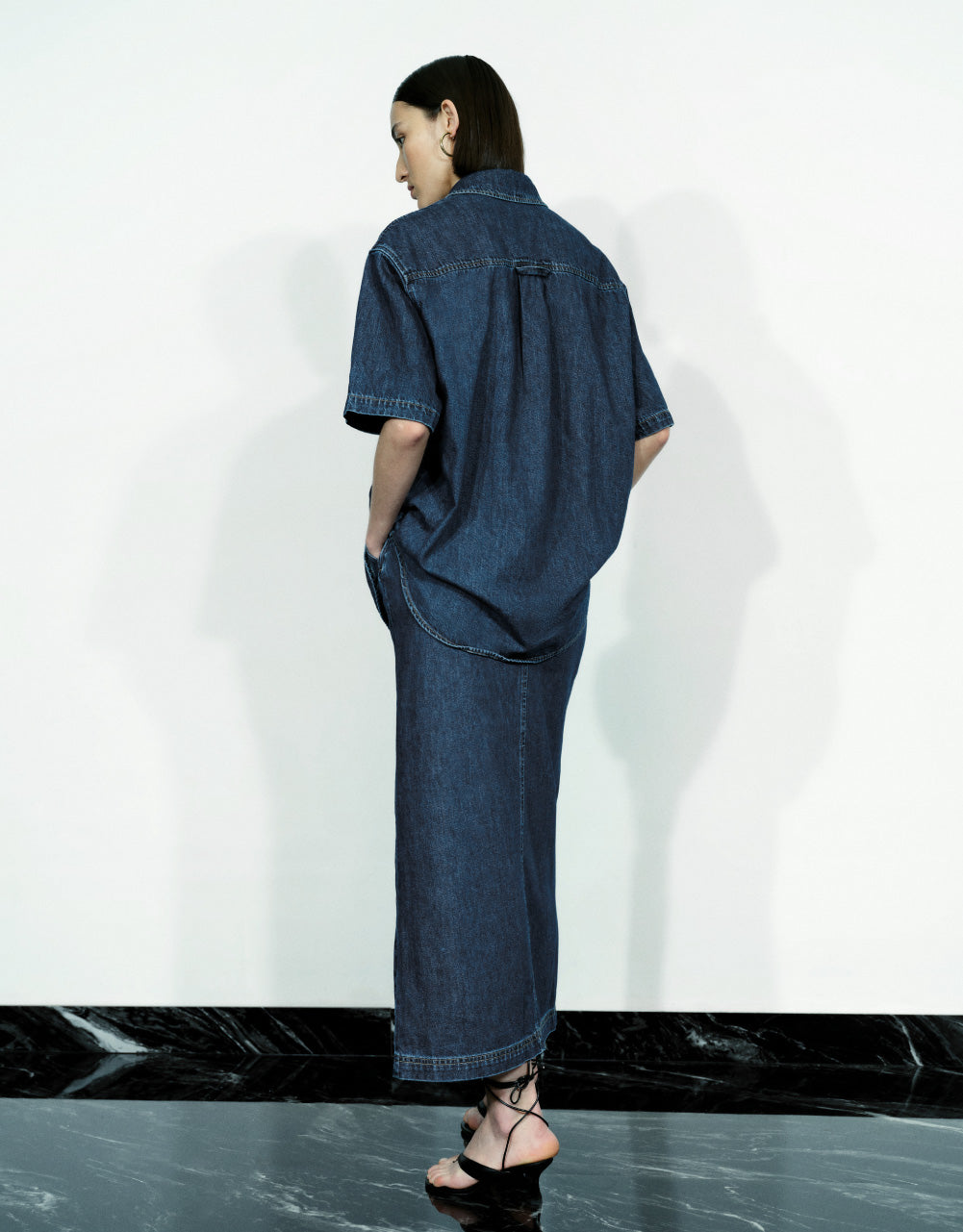 Straight Midi Denim Skirt