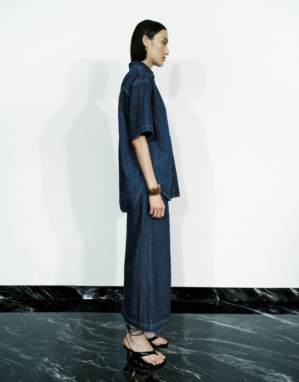 Straight Midi Denim Skirt