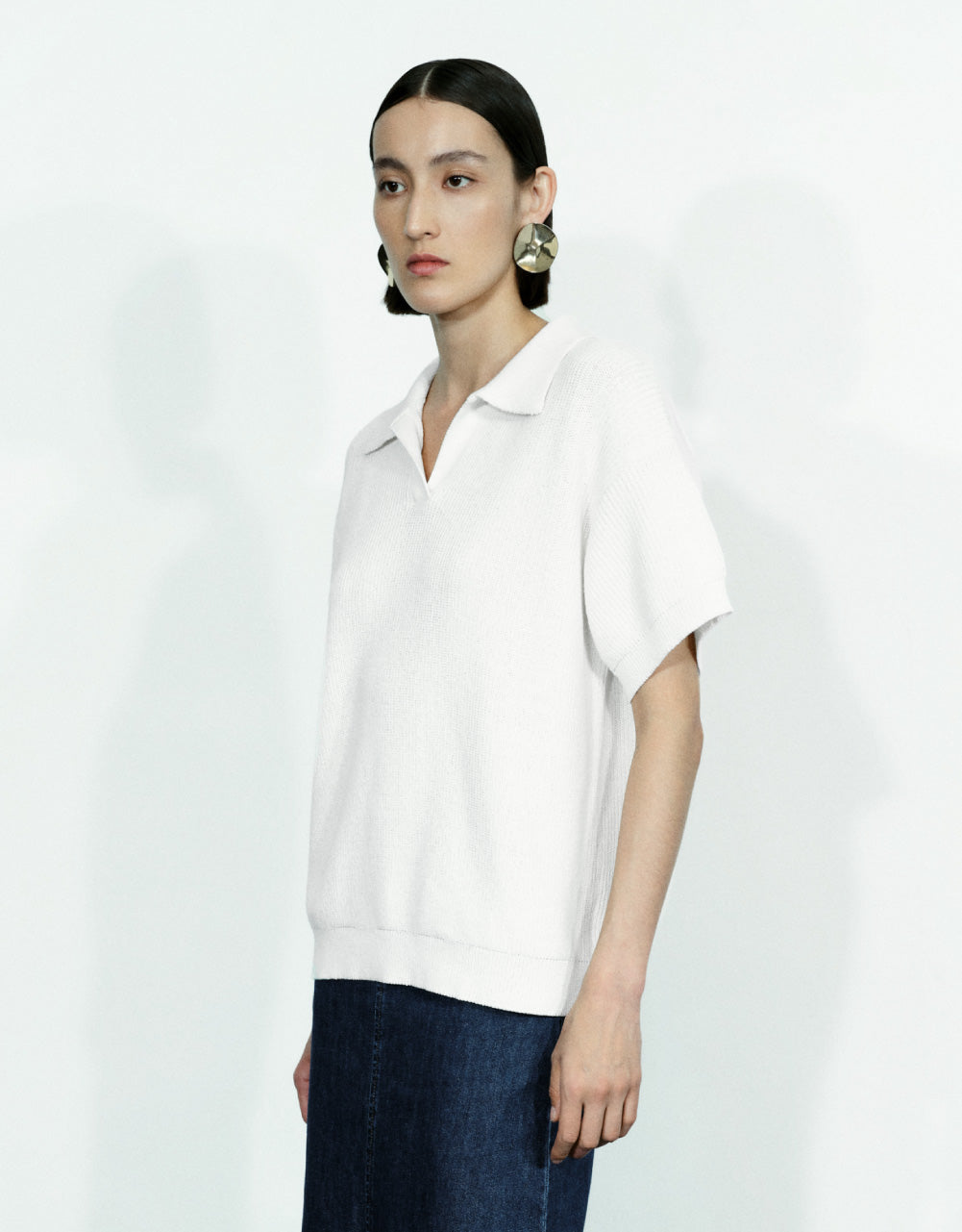 Rib Knit Polo T-Shirt