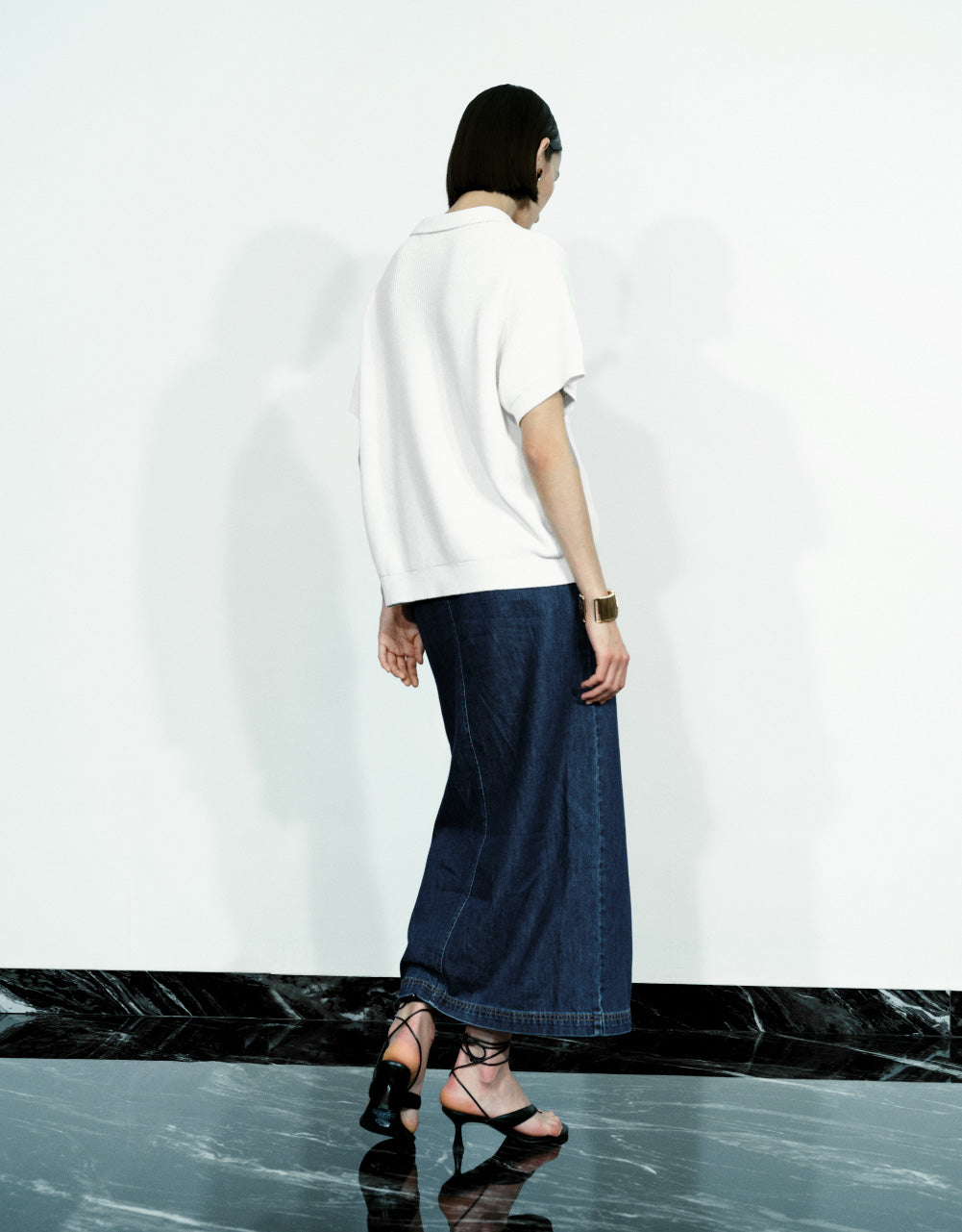 Rib Knit Polo T-Shirt