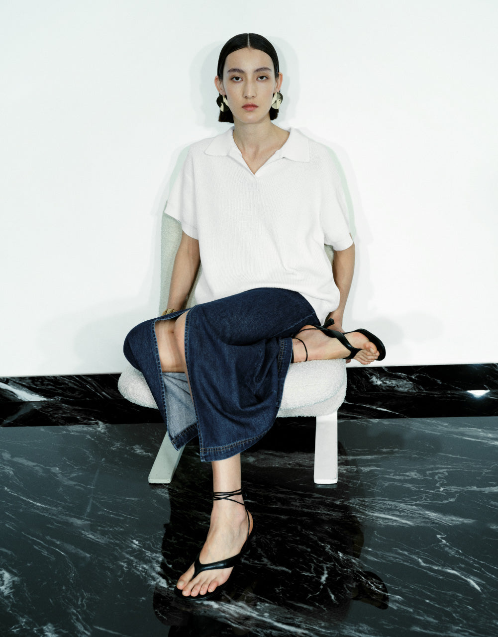 Rib Knit Polo T-Shirt
