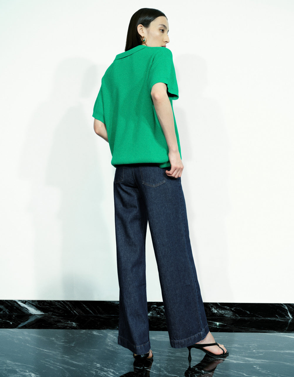 Rib Knit Polo T-Shirt