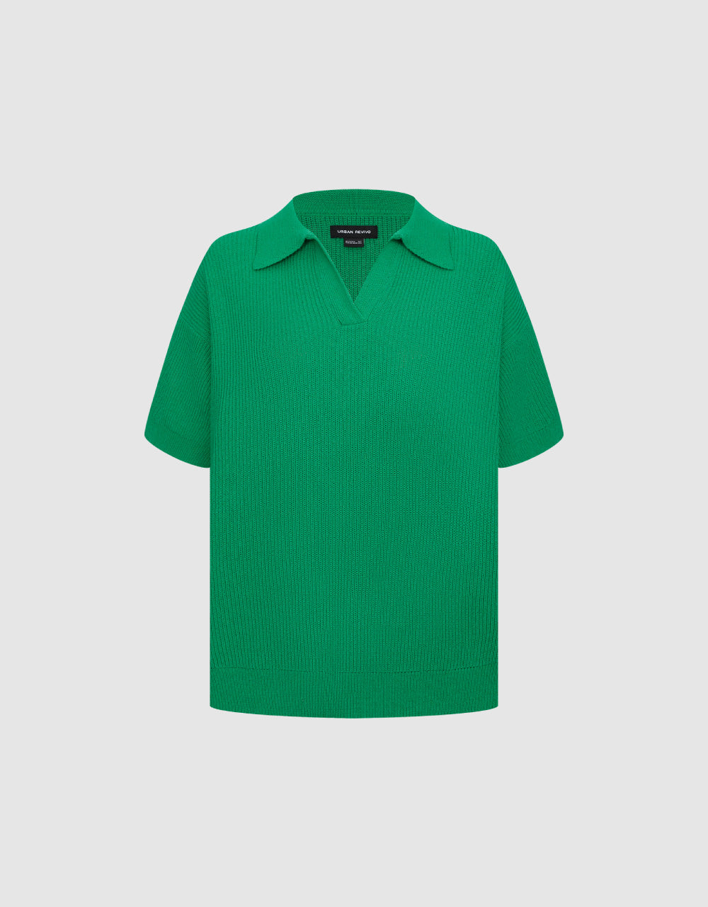 Rib Knit Polo T-Shirt