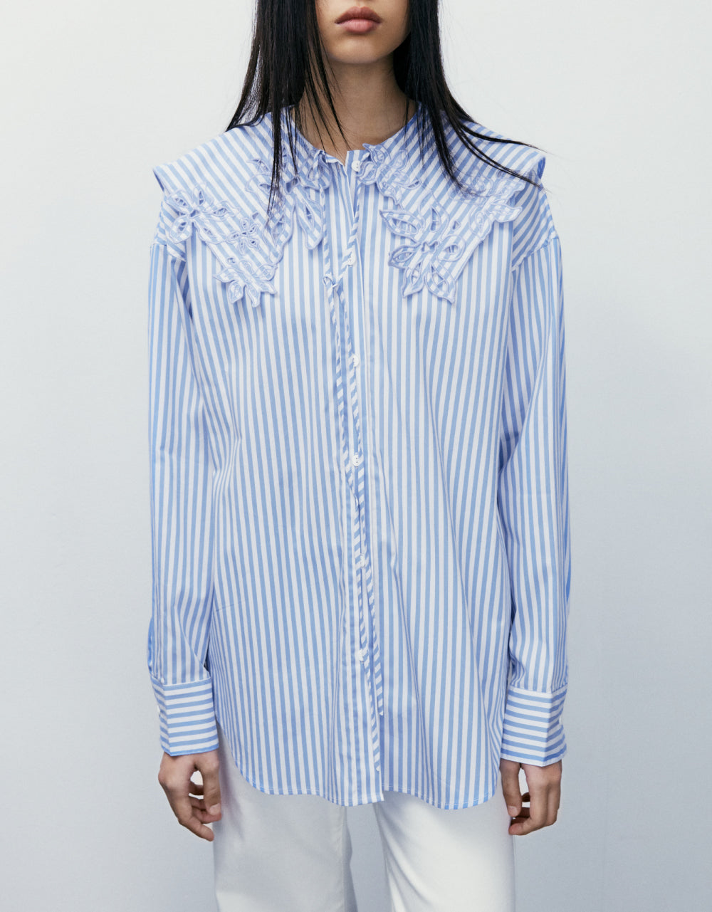 Drop Shoulder Sleeve Lapel Shirt