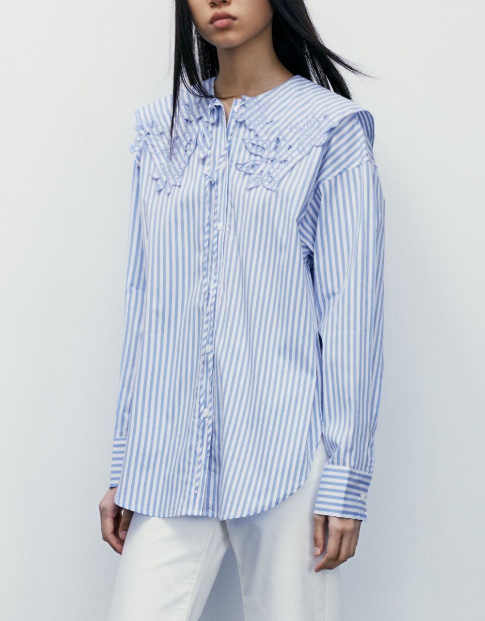 Drop Shoulder Sleeve Lapel Shirt