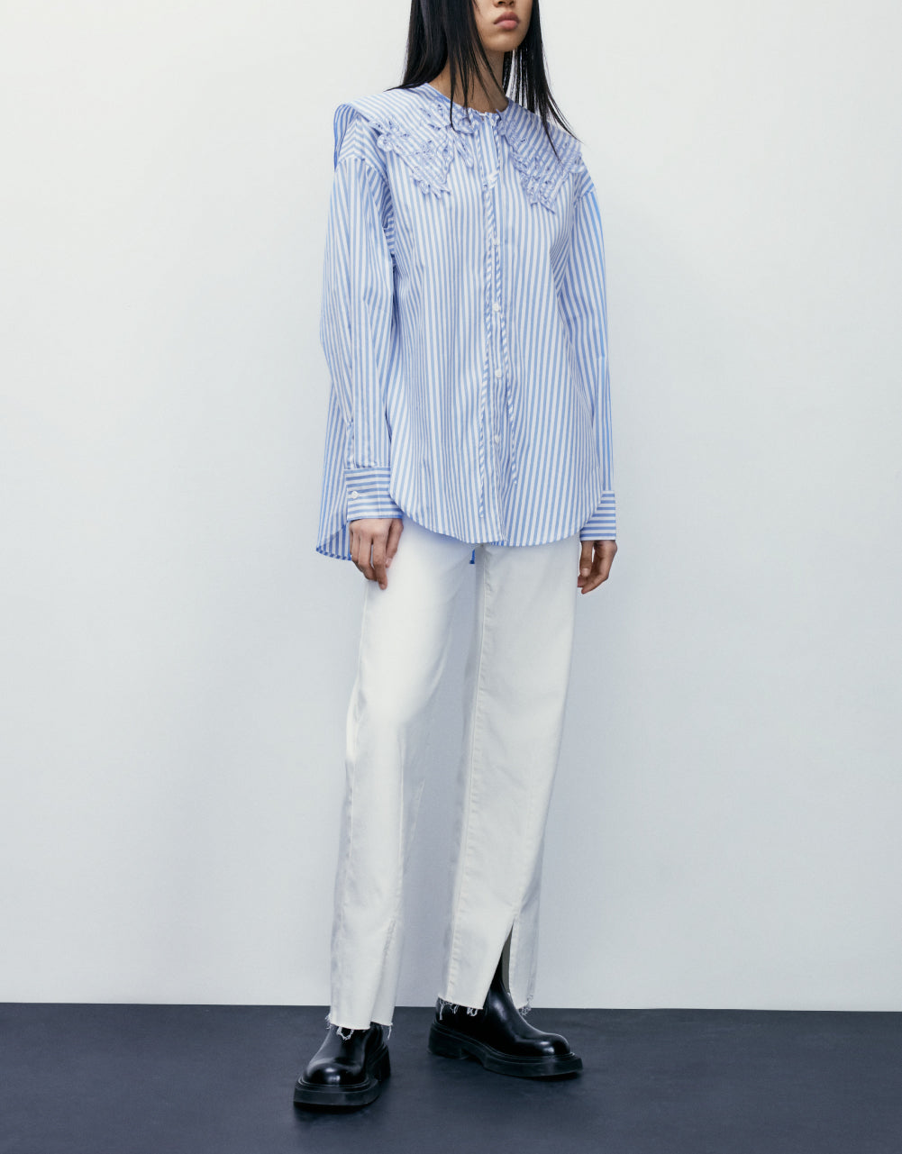 Drop Shoulder Sleeve Lapel Shirt