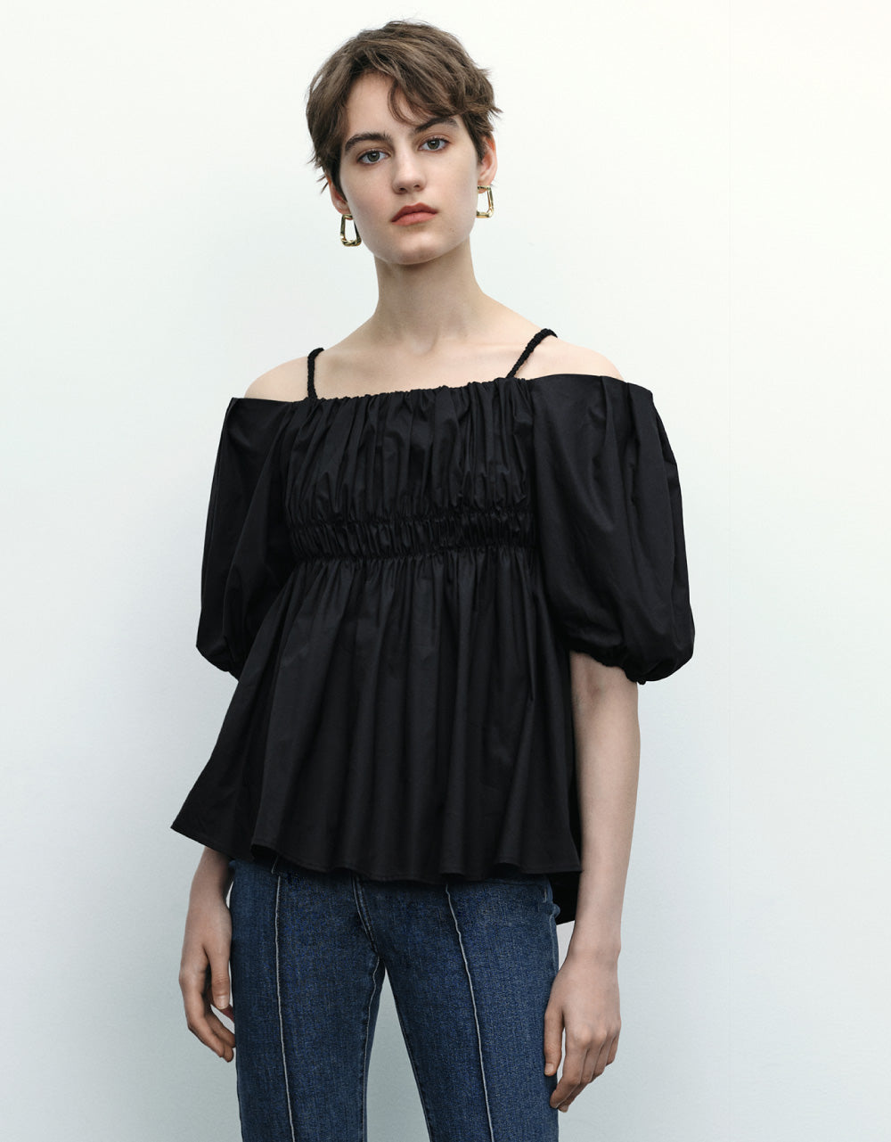 Ruched Off-Shoulder Cami Top