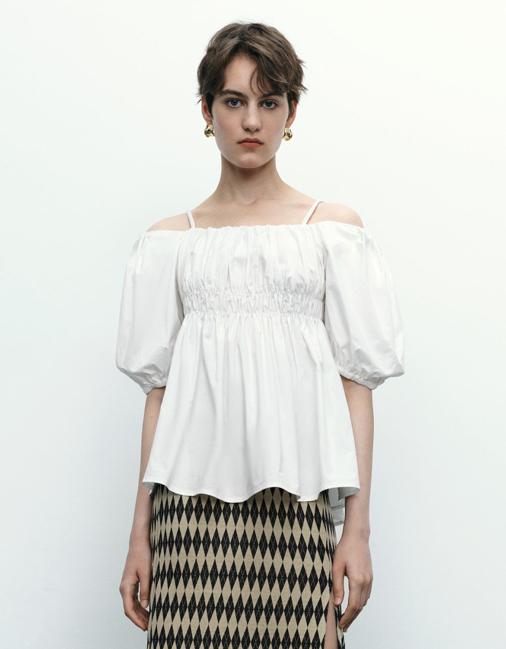 Ruched Off-Shoulder Cami Top