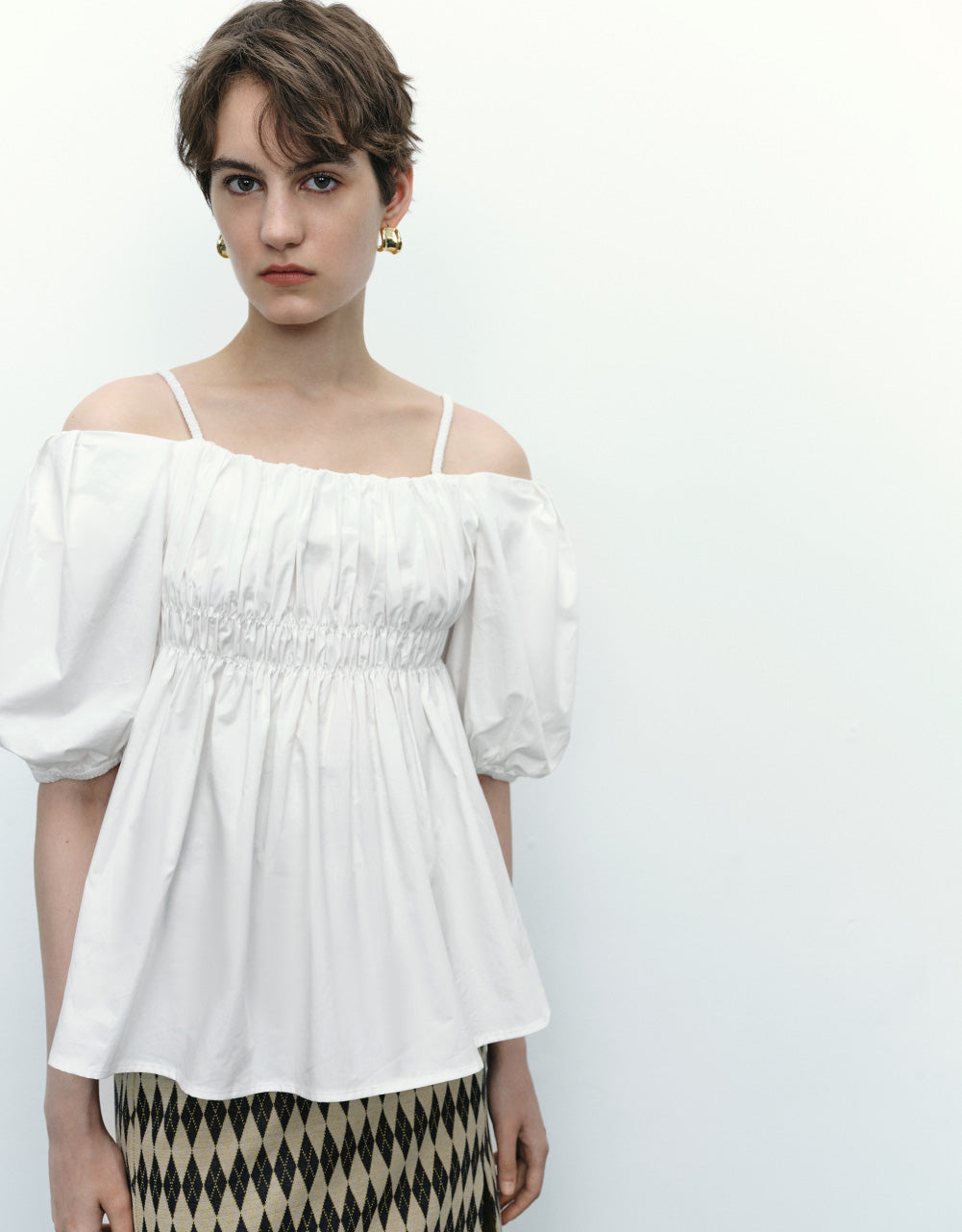 Ruched Off-Shoulder Cami Top