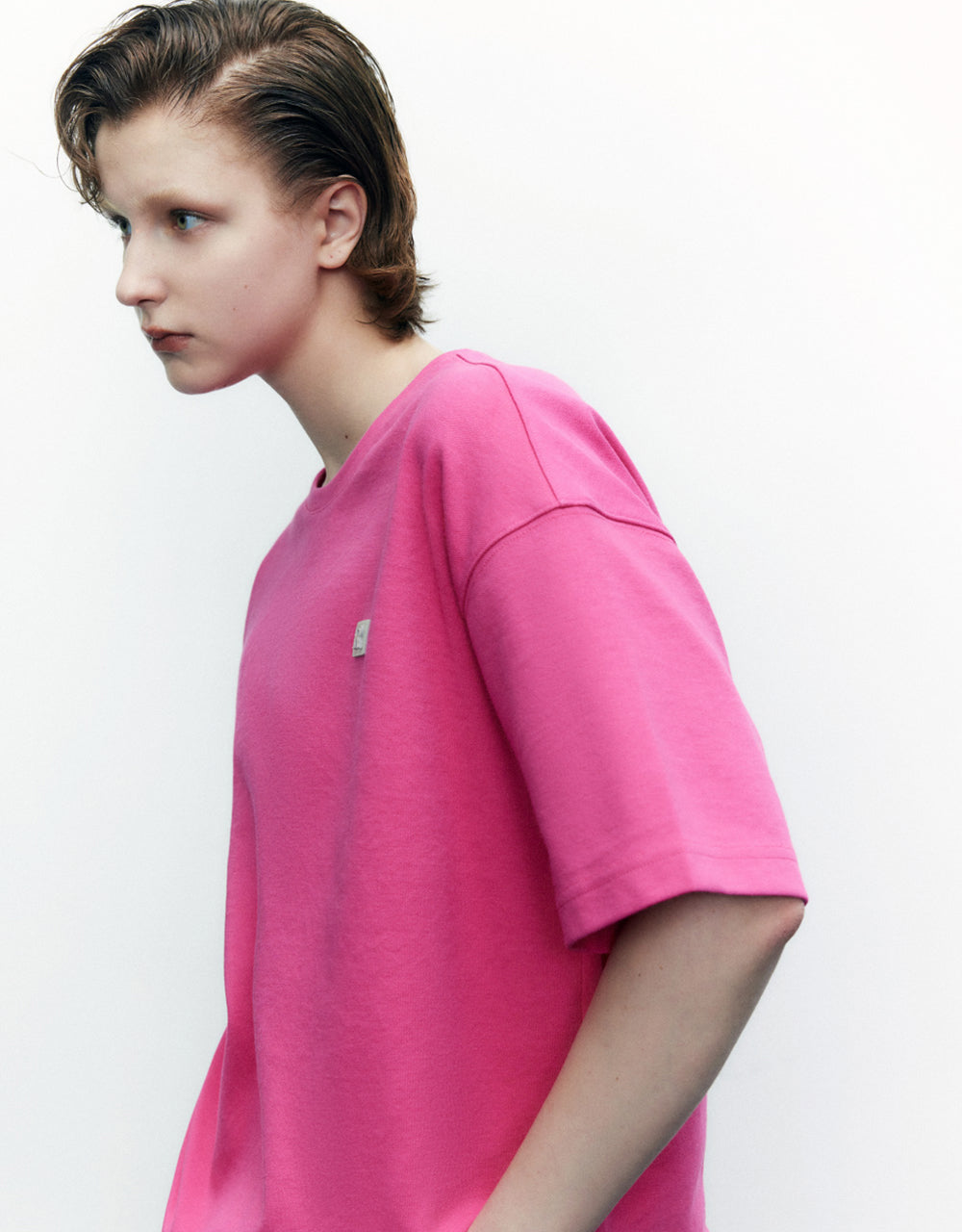 Letter Embrossed Crew Neck T-Shirt