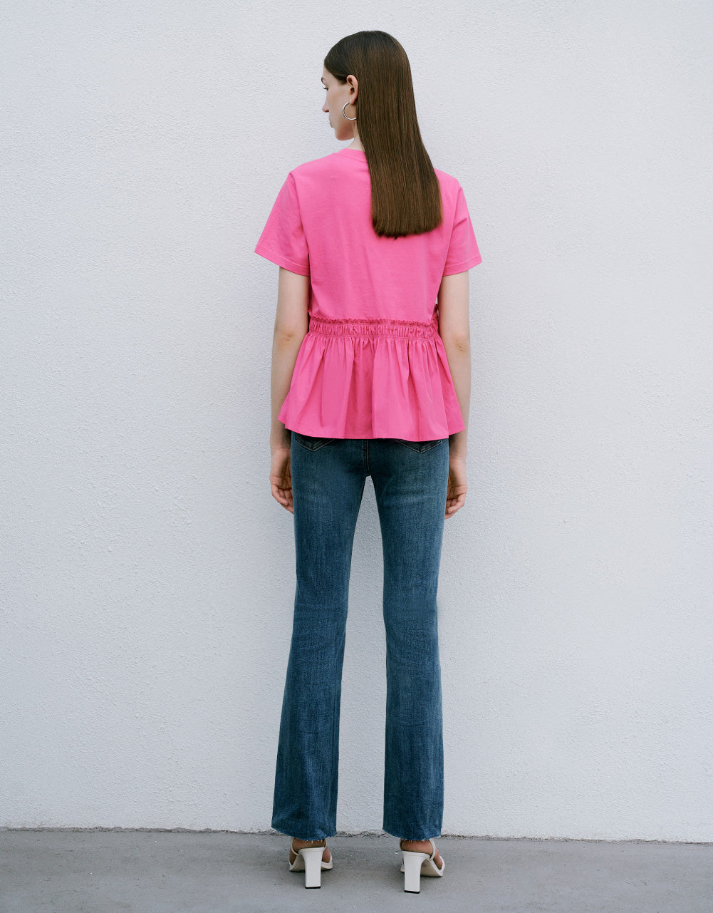 Ruffle Hem Crew Neck T-Shirt