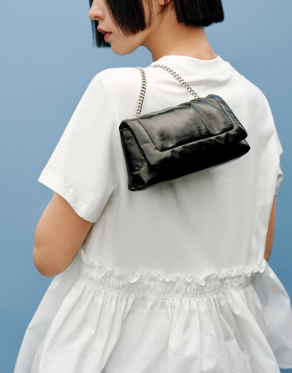 Ruffle Hem Crew Neck T-Shirt