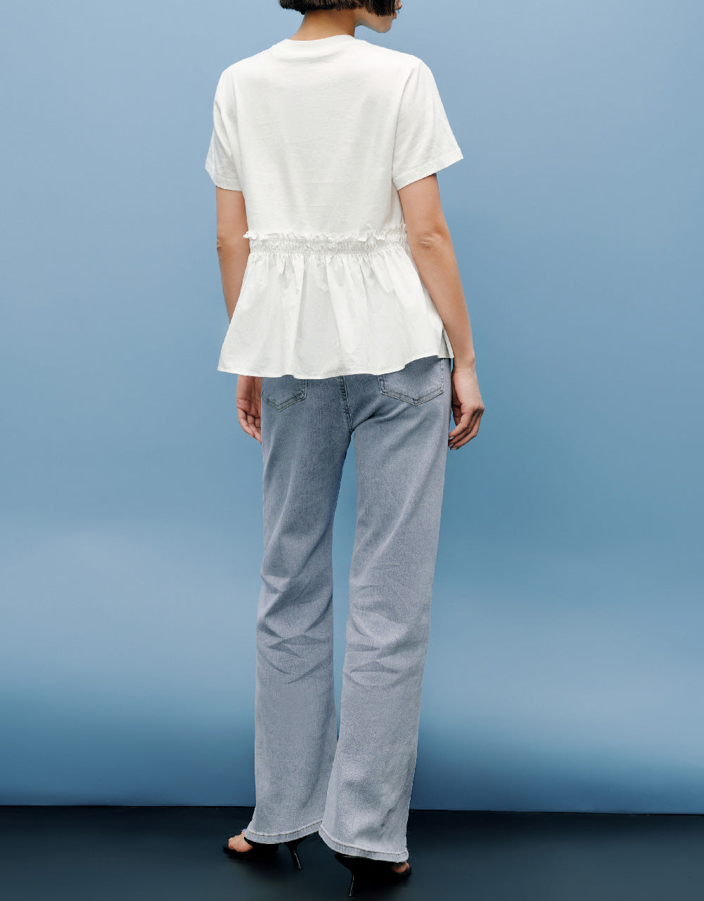 Ruffle Hem Crew Neck T-Shirt