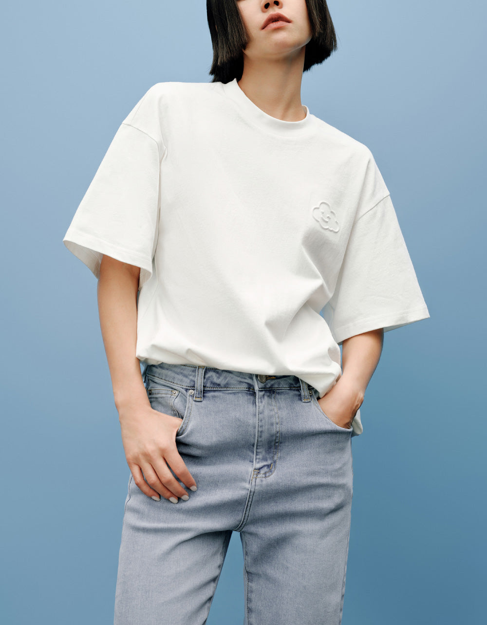Cloud Detail Crew Neck T-Shirt