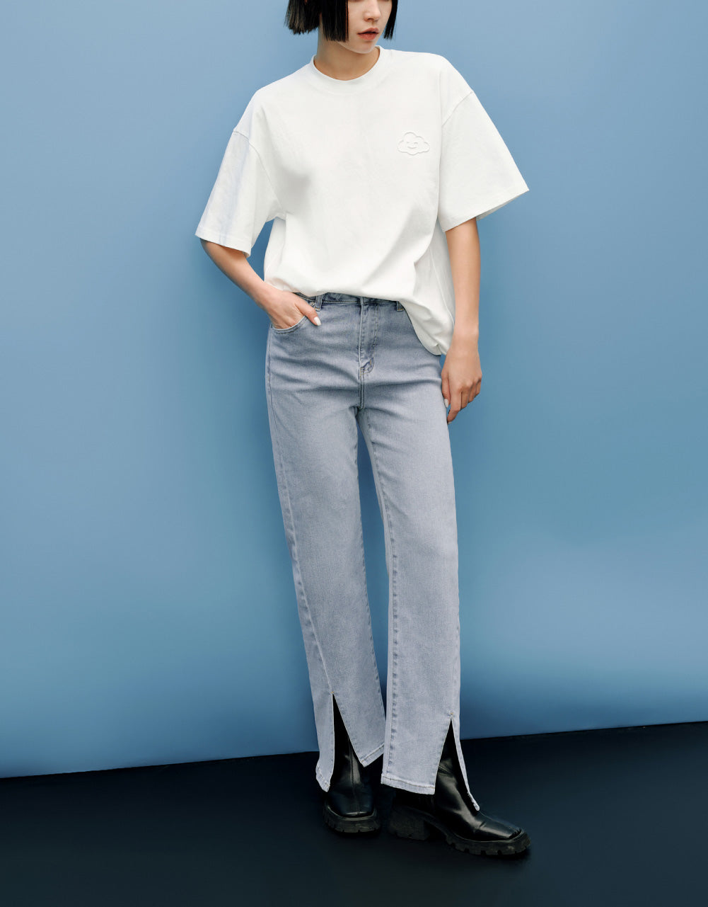 Cloud Detail Crew Neck T-Shirt