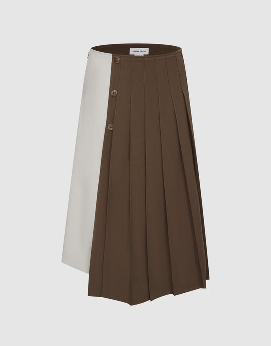 Pleated Fold Detail Midi Skirt