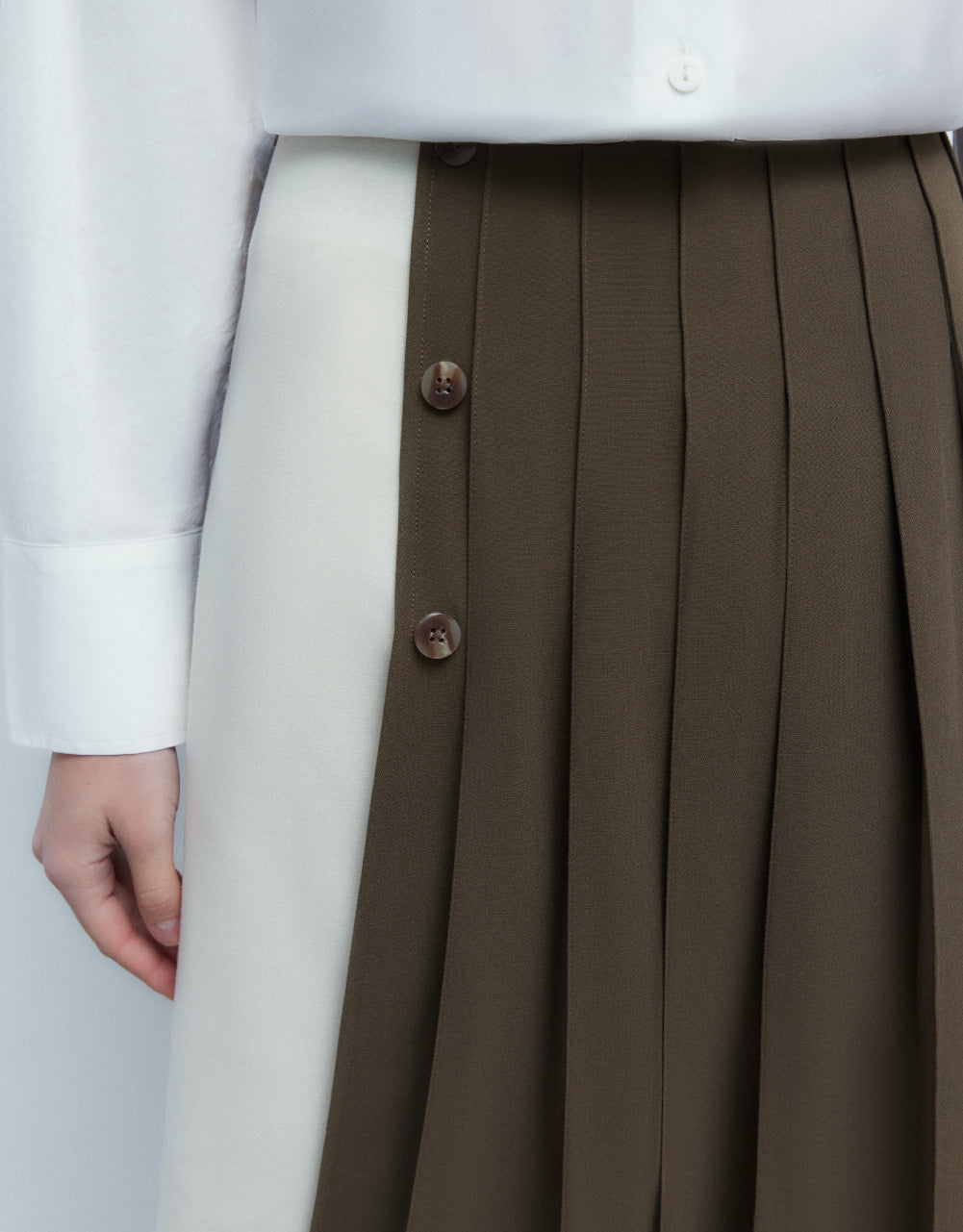 Pleated Fold Detail Midi Skirt