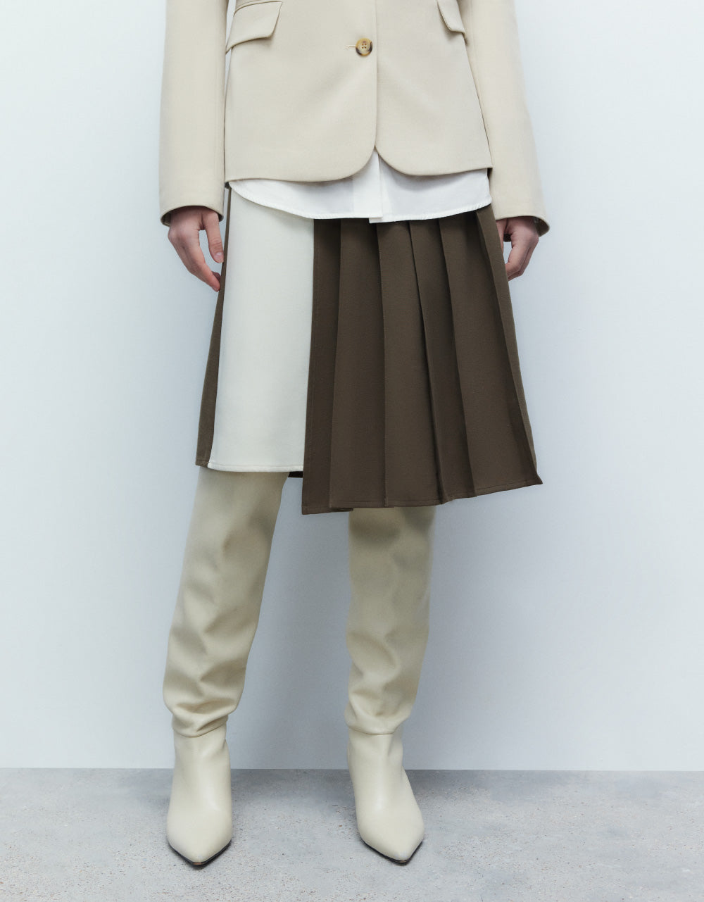 Pleated Fold Detail Midi Skirt