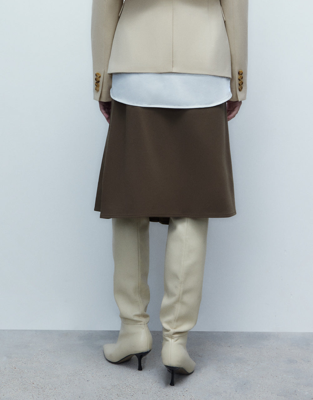 Pleated Fold Detail Midi Skirt