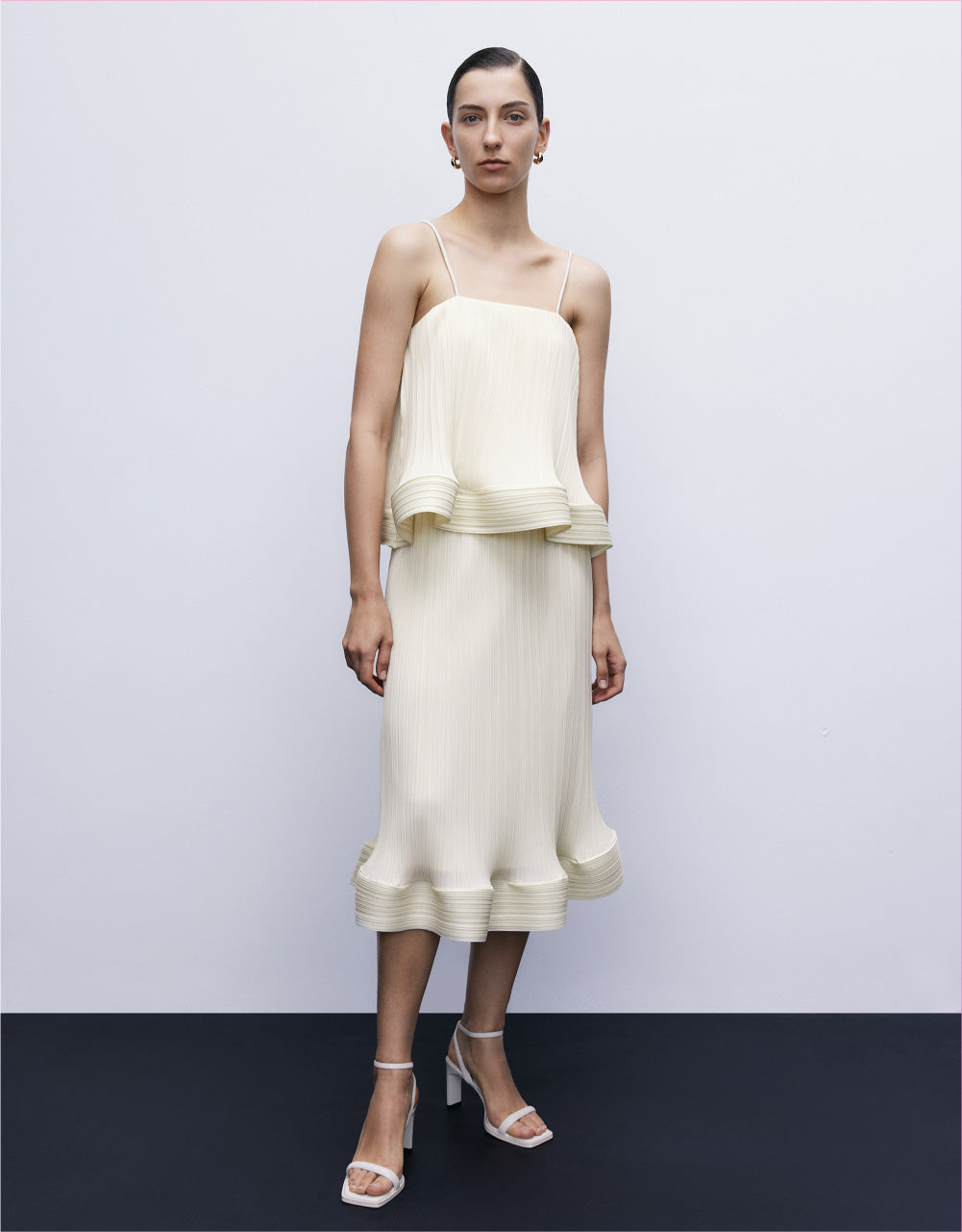 Textured Midi Straight Skirt