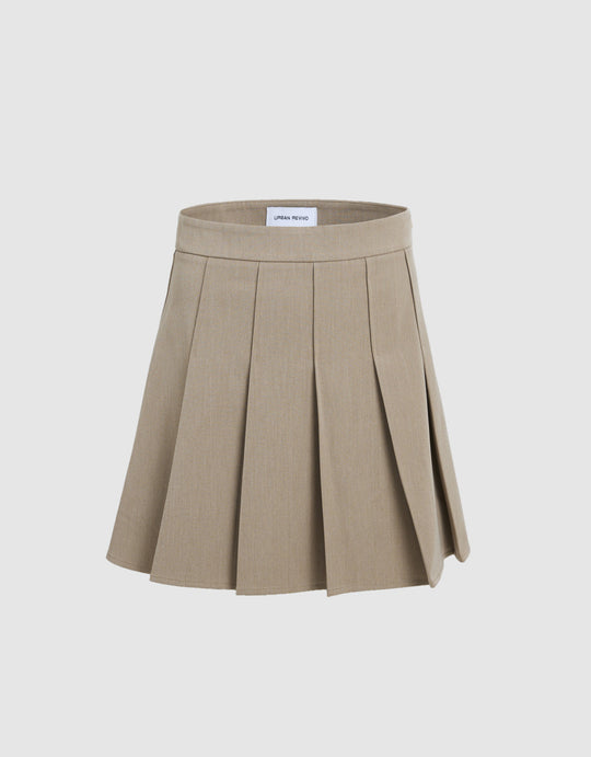 Pleated A-Line Mini Skirt