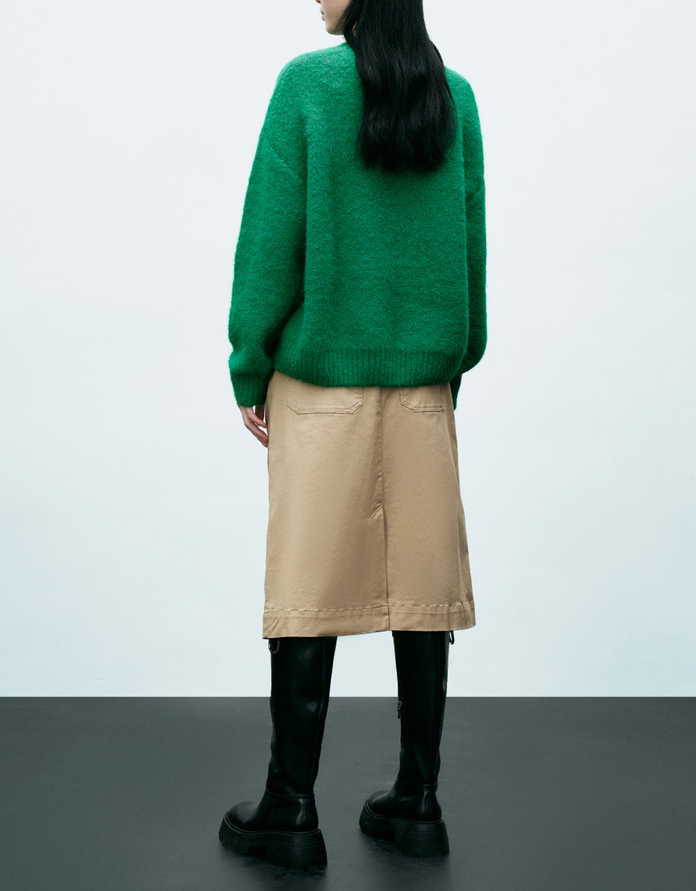 Plain A-Line Midi Skirt