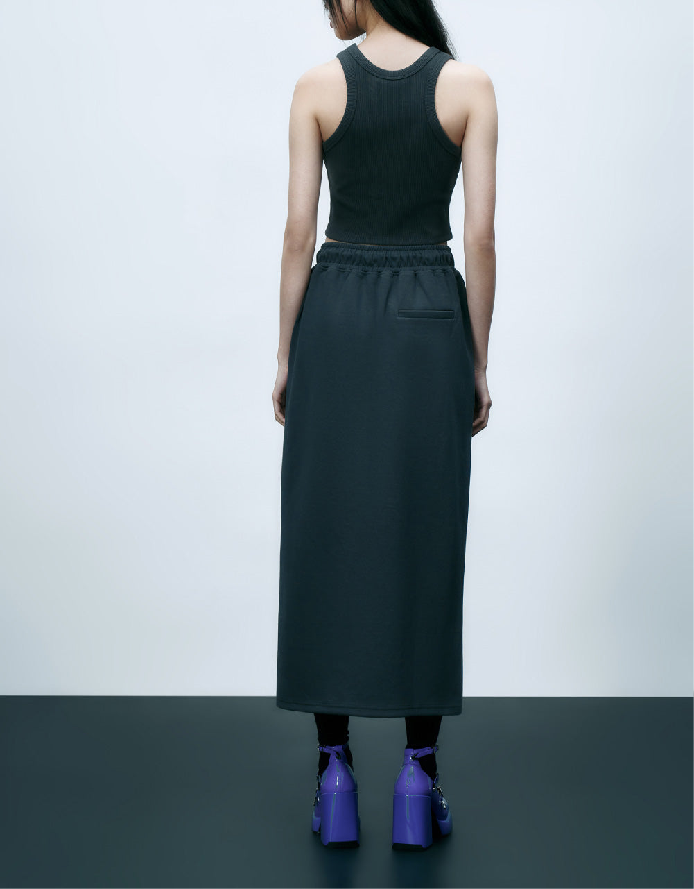 Elastic Waist Midi Skirt