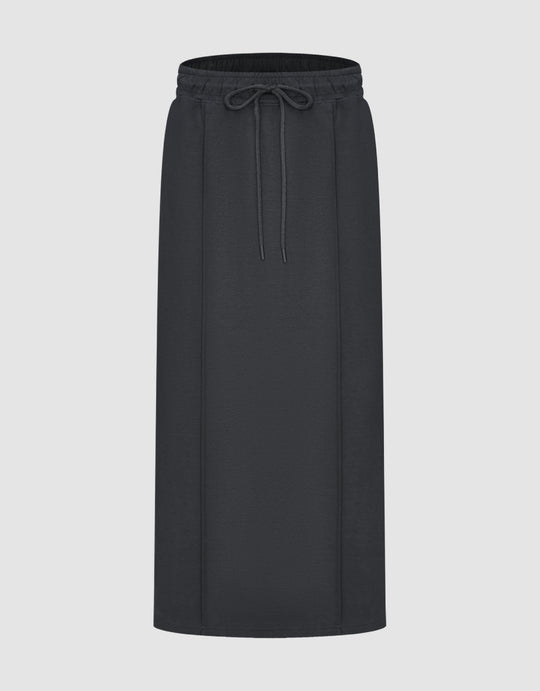 Elastic Waist Midi Skirt