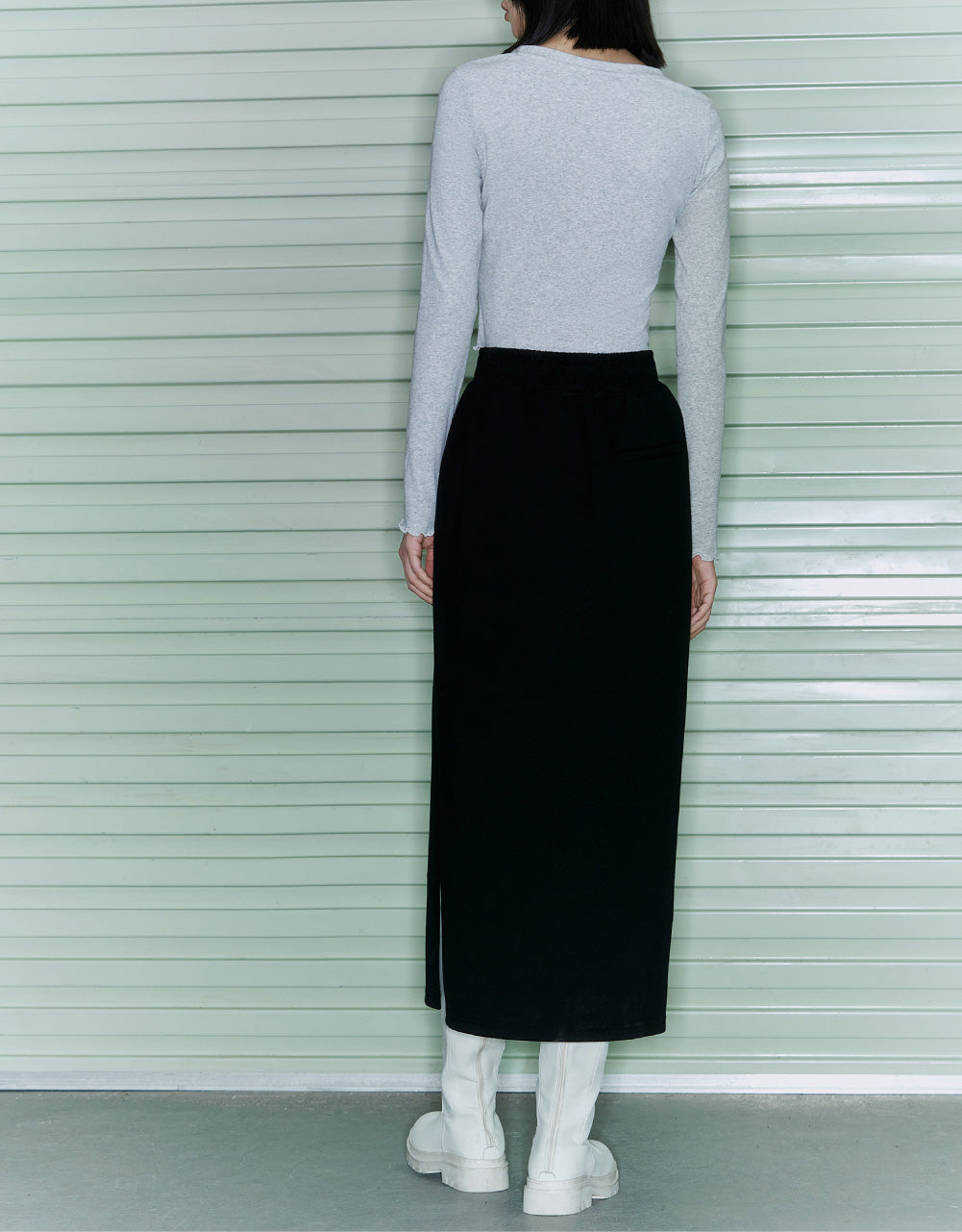 Elastic Waist Midi Skirt