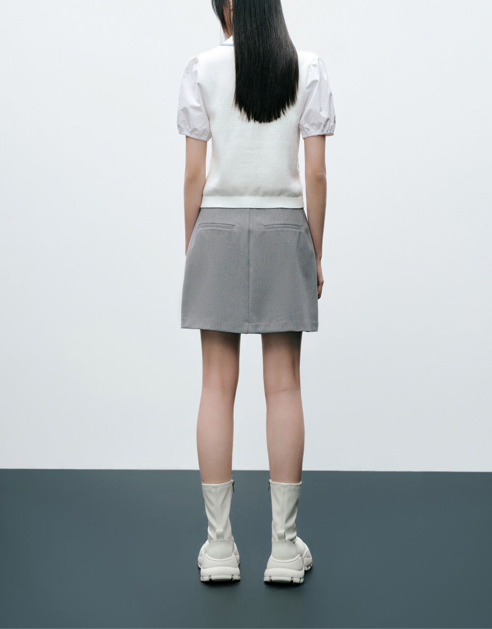 Pleated Mini A-Line Skirt