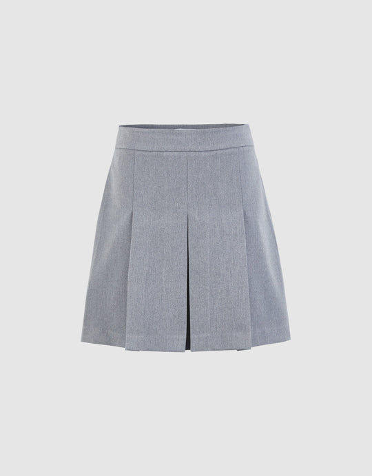 Pleated Mini A-Line Skirt