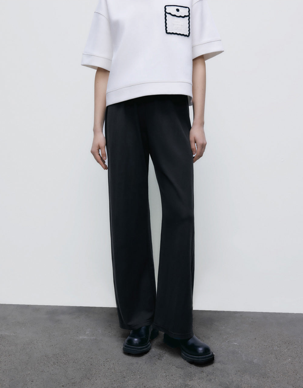 Elastic Waist Knitted Straight Pants