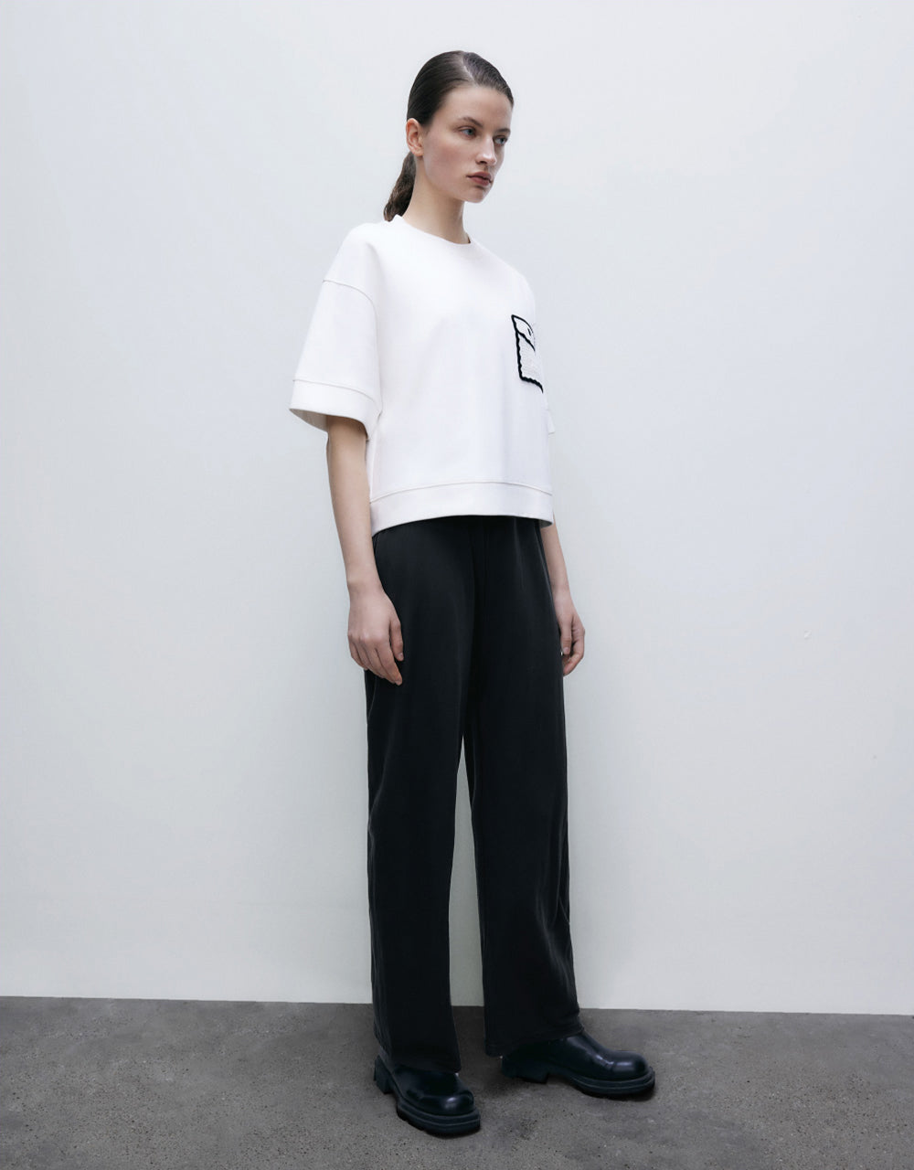 Elastic Waist Knitted Straight Pants