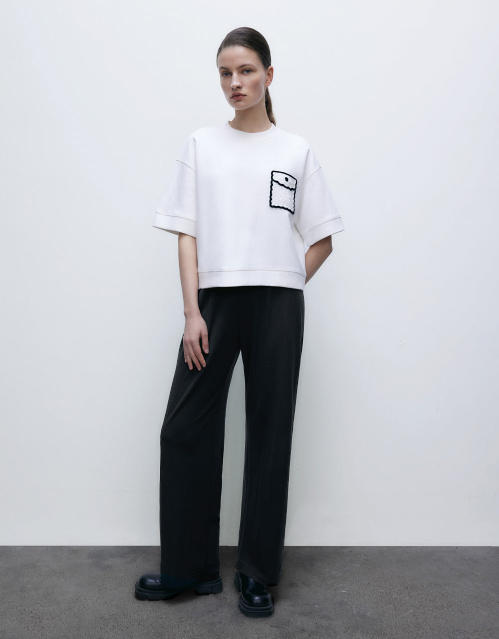 Elastic Waist Knitted Straight Pants