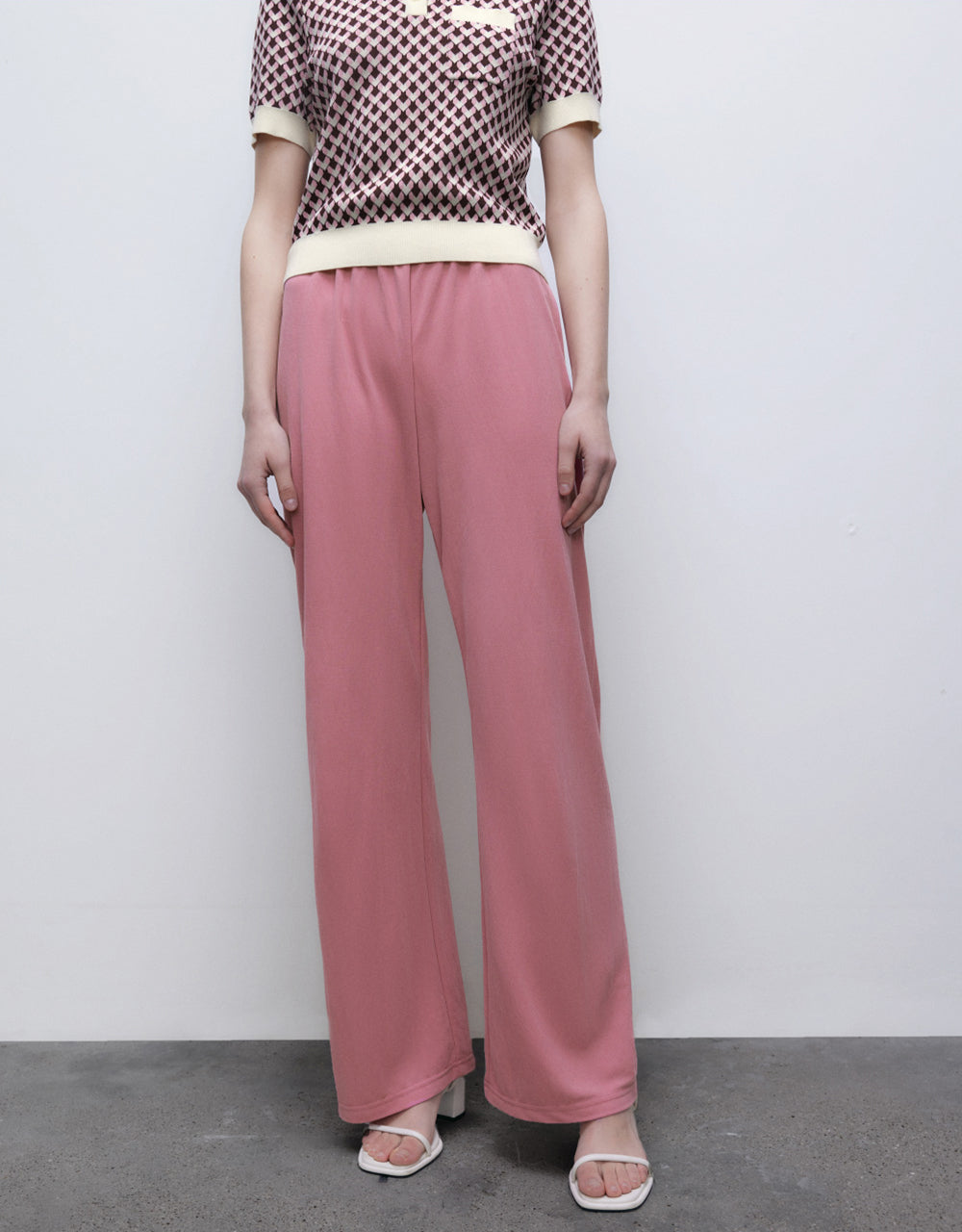 Elastic Waist Knitted Straight Pants