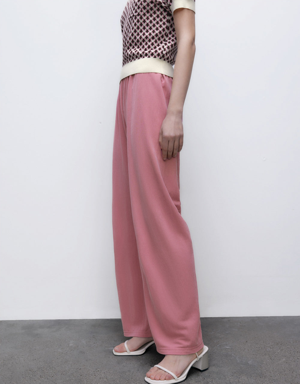 Elastic Waist Knitted Straight Pants